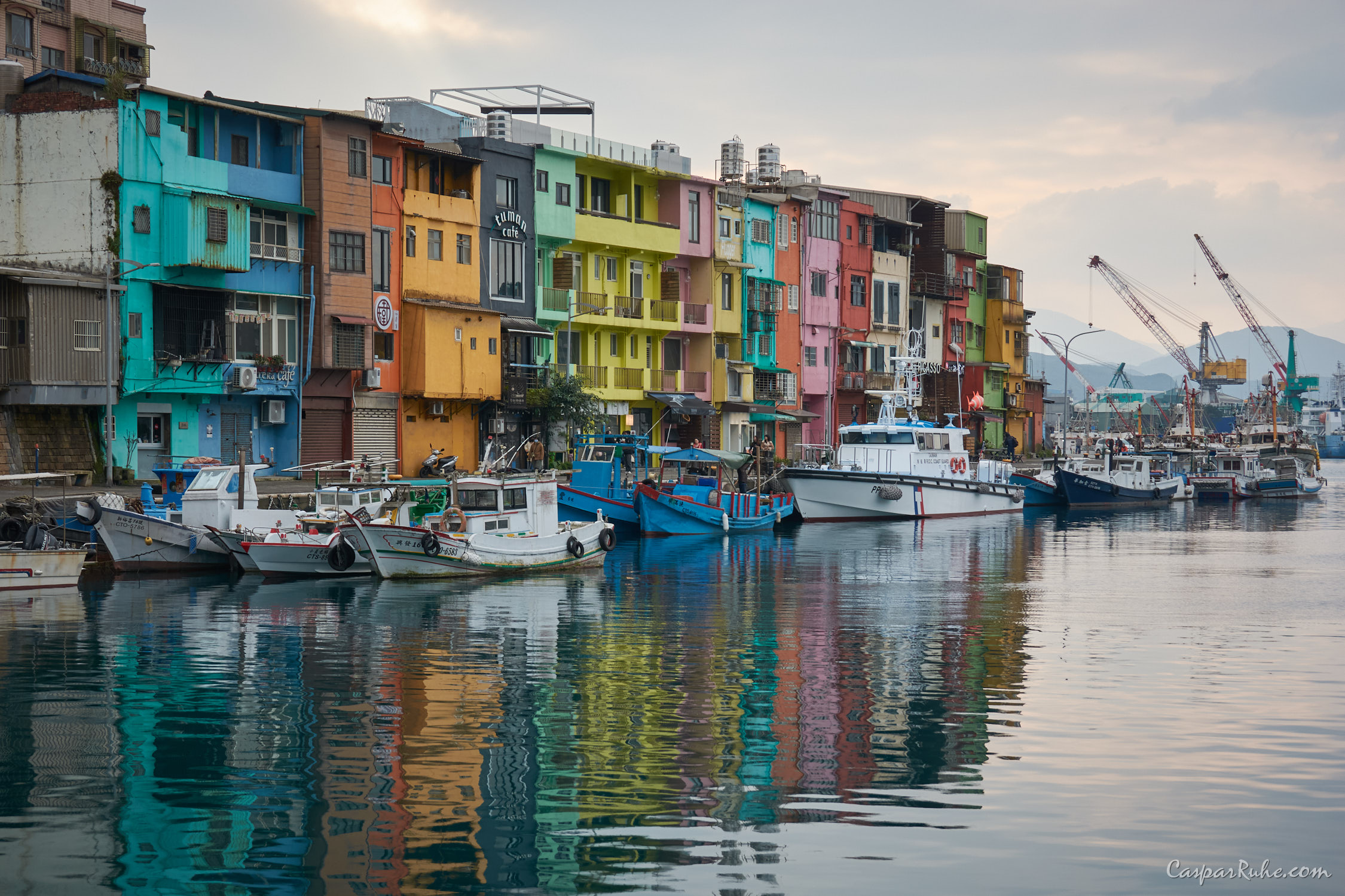 Zhengbin Port Color Houses, Keelung, Taiwan